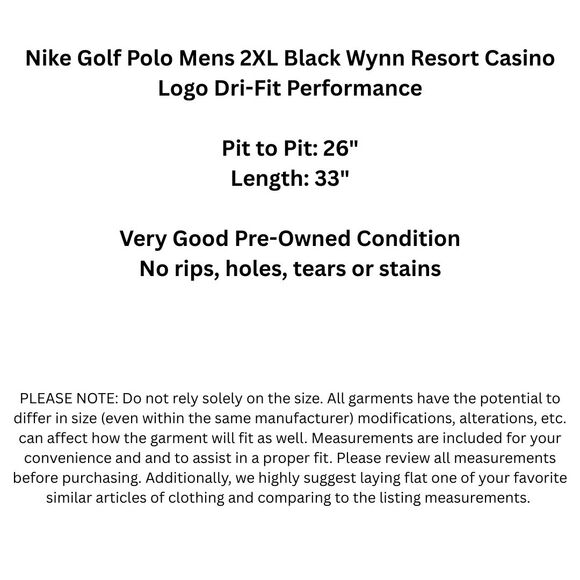 Nike Golf Polo Mens 2XL Black Wynn Resort Casino Logo Dri-Fit Performance - Picture 2 of 12